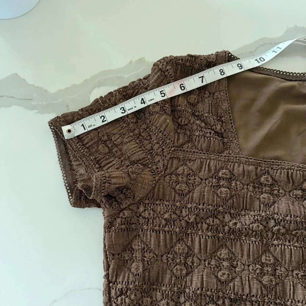 Vintage Brown Textured Blouse - Picture 11 of 12